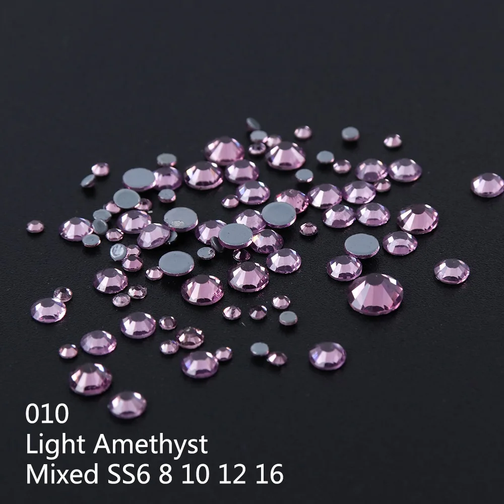 010 1Box DIY Flatback 3D Nail Art Crystal Glitter Rhinestones Nail Art Decoration Diamond White AB Manicure Mixed SS6-16 Size LA995 - Цвет: 010