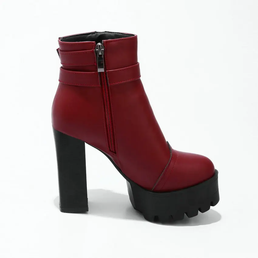 Женские мотоциклетные ботинки VINLLE черные ботильоны на среднем квадратном