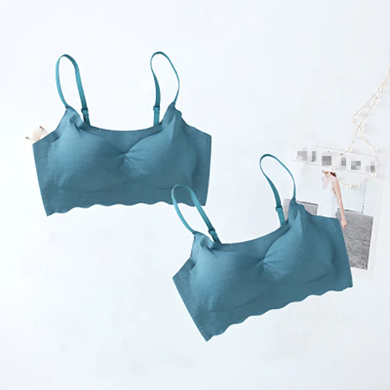 2pc green 2 шт. бюстгальтеры для сна для женщин мягкая тонкая чашка узкий плечевой ремень бюстгальтеры спортивный Бюстгалтер для подростков девочек студенческое нижнее белье# D - Цвет: 2pc green