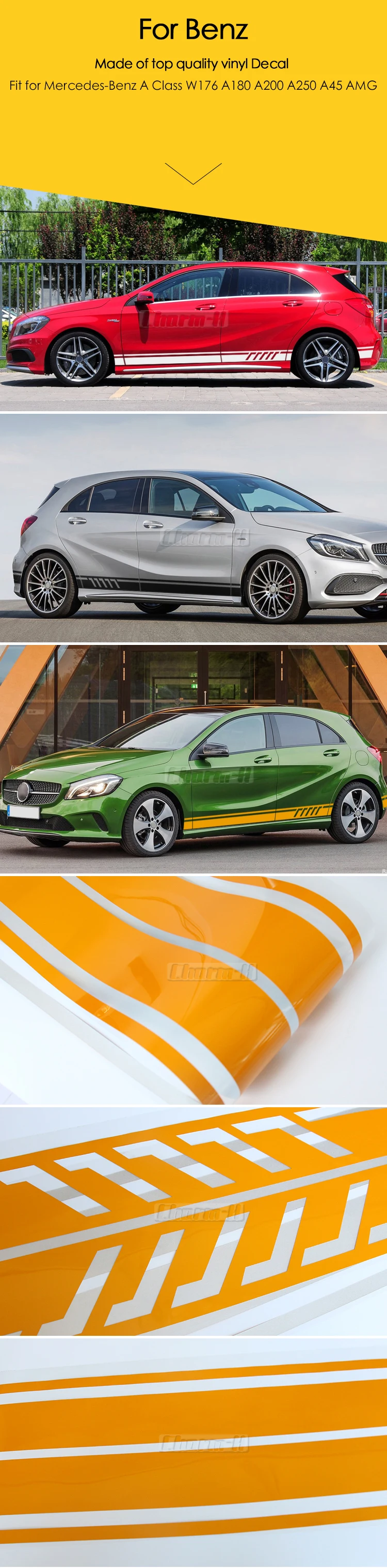 Издание 1 дверь боковая полоса юбка Наклейка для Mercedes Benz класс W176 W177 A45 A180 A200 A220 A250 X117 AMG аксессуары