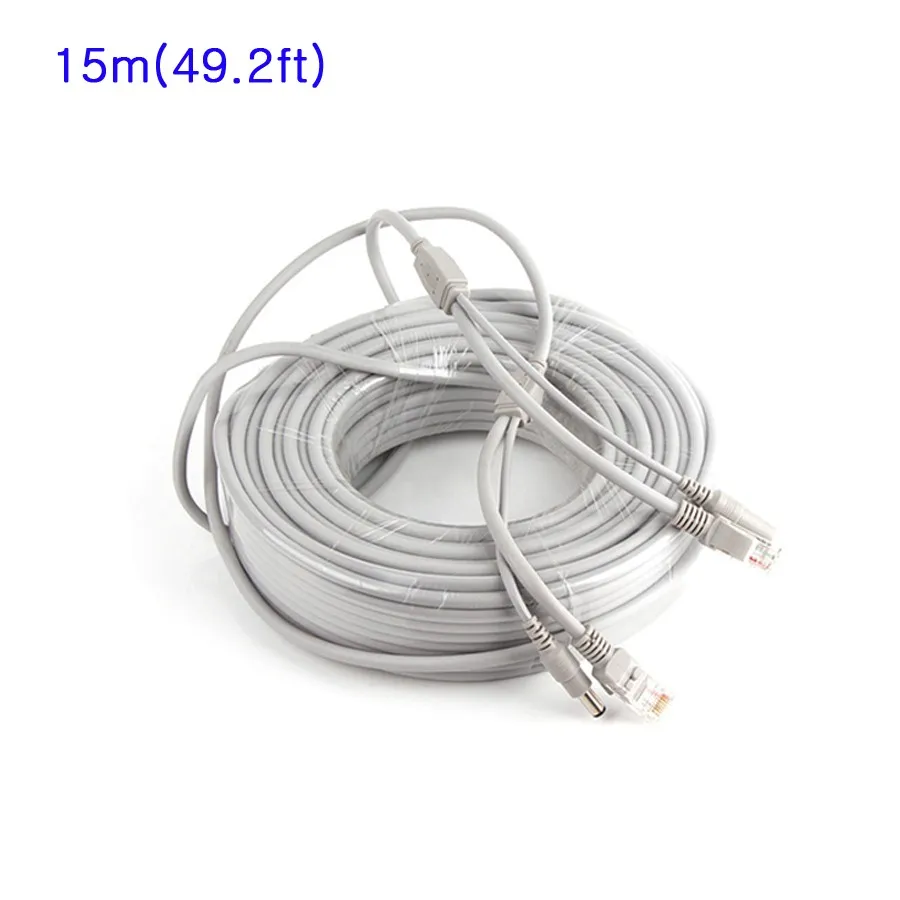Сетевой кабель питания 15 м 49 2 фута RJ45 Ethernet порт в 1 источник и удлинитель Линия IP