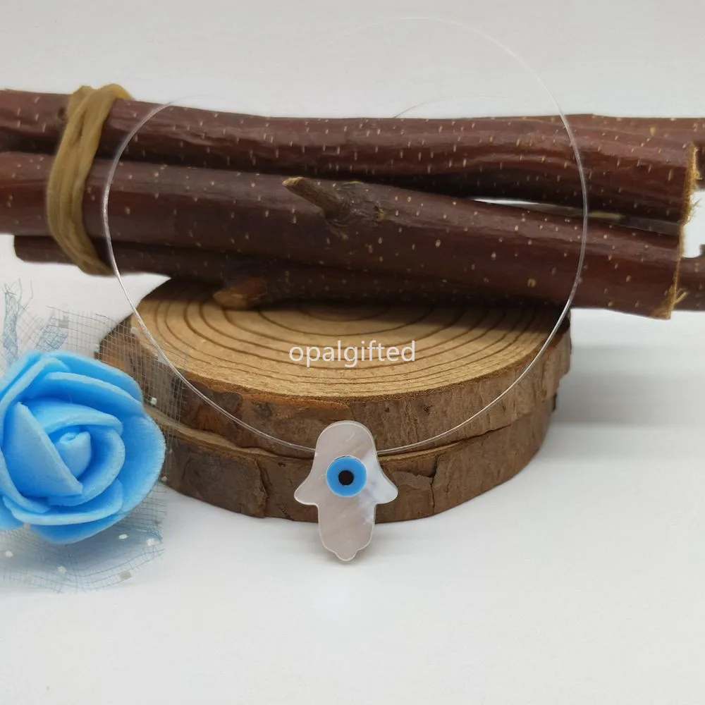 1pc Transparent Chain Mother Of Pearl Shell Round/Sea Star/Hamsa/Marquise/Heart With Evil Eye Necklace For Gift | Украшения и