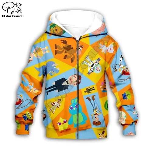 Kids zip hoodies Детские толстовки с капюшоном с объемным рисунком из мультфильма Forky toys story 4 pinrt, толстовка для мальчиков с изображением Даки и зайчика штаны с рисунком из мультфильма «Базз Лайтер», «Шериф Вуди» - Цвет: Kids zip hoodies