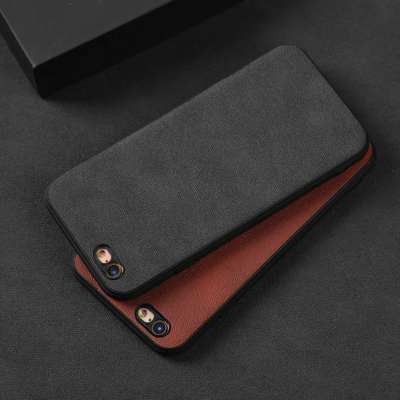 Phone Cases For iPhone 6 6S 7 8 Plus X Xr XS Cover Fabric PU Leather Soft TPU Silicone Case Xs Max Shell | Мобильные телефоны и