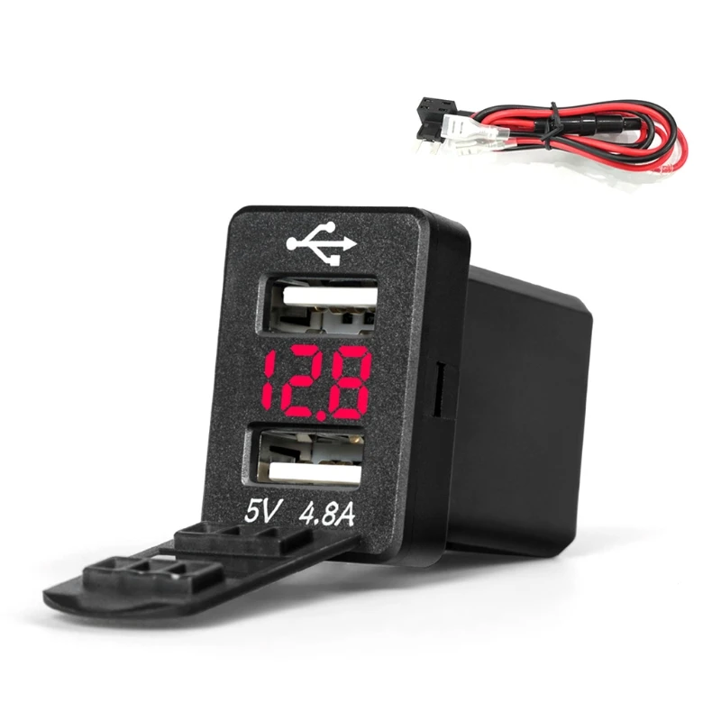 2019 12V для автомобиля с двумя портами USB Зарядное устройство светодиодный