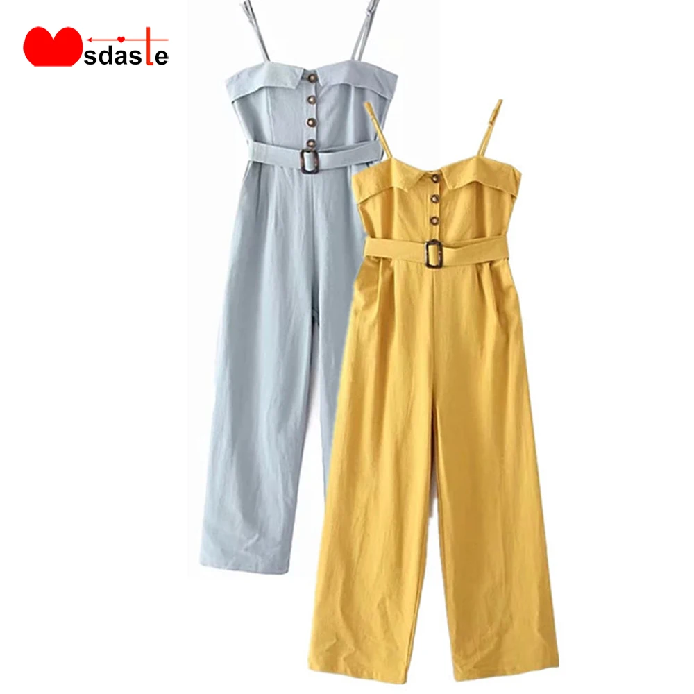 Женские комбинезоны с поясом осень 2019 широкие штаны Свободные повседневные