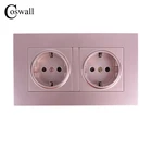 COSWALL Высокое качество настенная мощность двойная розетка заземленная 16А стандарт ЕС электрическая двойная розетка 146 мм * 86 мм