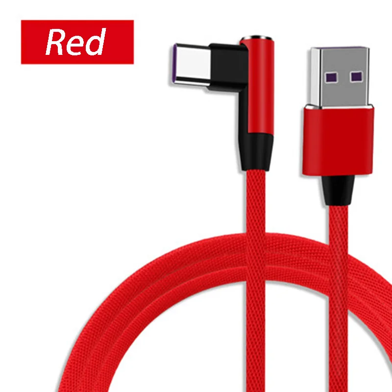 Прямоугольный кабель usb type-C для быстрой зарядки samsung Note 9 10 A50 Xiaomi Mi 8 A3 huawei Supercharge 5A Usb-C телефонный кабель - Цвет: Red