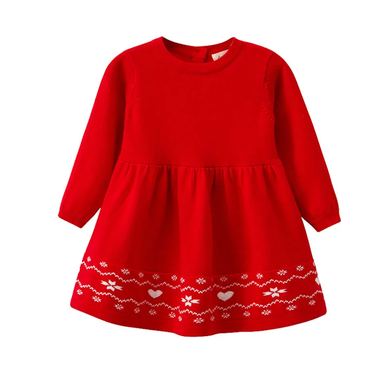 Baby Girl Autumn Sweater Dresses Christmas Red Children Princess Dress Costumes Infant Kids Clothing 6M-4 Yrs Casual | Детская одежда и