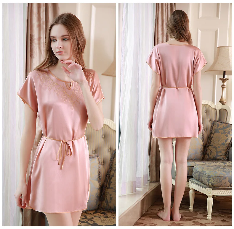 Ночная рубашка из чистого шелка большого размера брендовая ночная с коротким