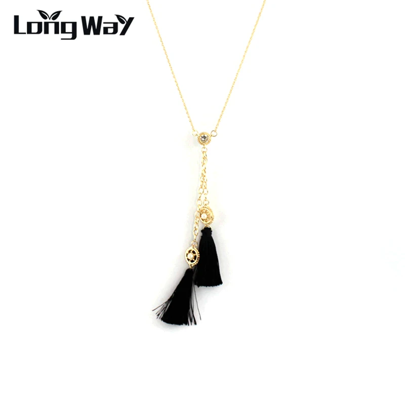 

LongWay Office/career Tassel Statement Necklace for Women Long Crystal Necklaces & Pendants Handmade Fine Jewelry SNE160186