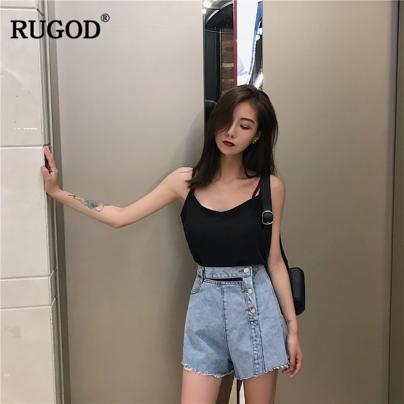 RUGOD 2018 Новый Повседневный консервативный стиль с высокой талией сплошной синий