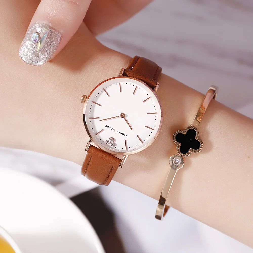 DISNEY MICKY MOUSE Hot Sale leather strap Style Quartz Women Watch Top Brand Watches Fashion Casual Wrist Relojes | Наручные часы