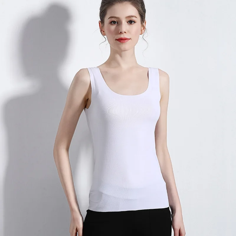 White U-Neck TWTZQ, новинка, M-XXL размера плюс, летняя майка без рукавов, женская футболка, хлопок, круглый вырез, v-образный вырез, тонкие топы для девочек, женская одежда, 3BX004 - Цвет: White U-Neck