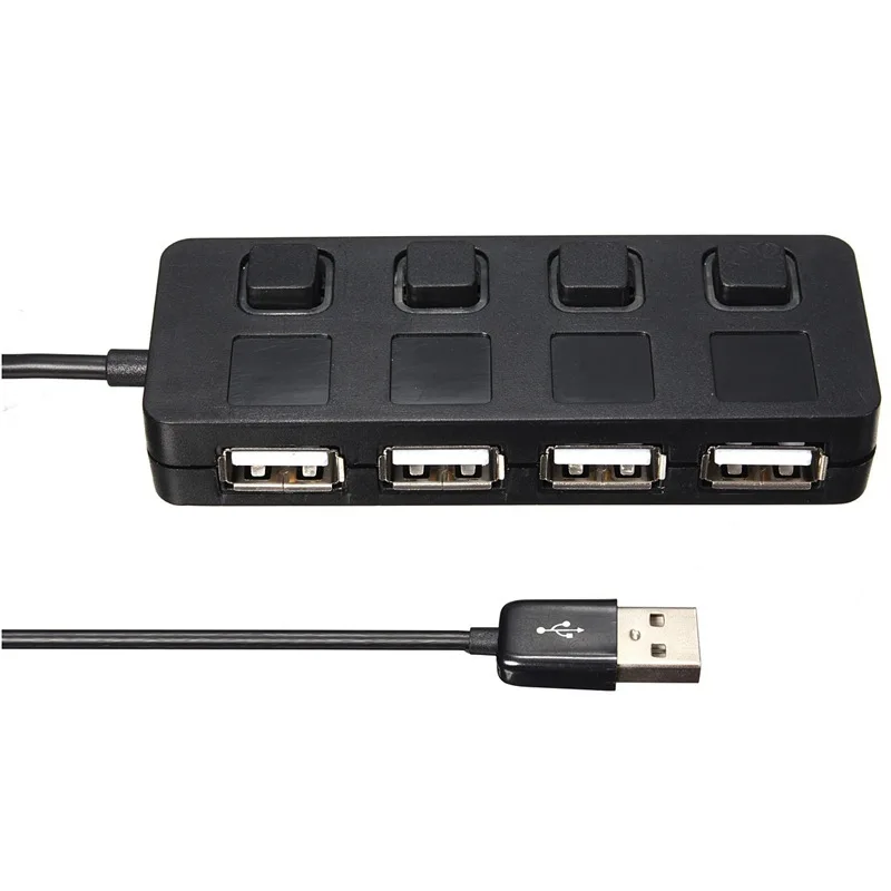 Портативный разветвитель TWOBRO 4 порта 2 0 дюйма с выключателем USB 0|USB-хабы| |