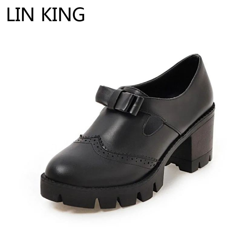 ЛИН КОРОЛЬ Новый Скольжения На Круглый Носок Женщин Насосы Удобные Мелкой Рот