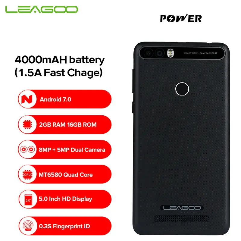 Оригинальный leagoo kiicaa питания Смартфон Android 7.0 MT6580A 4 ядра 5.0 дюймов 8.0MP двойной