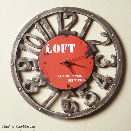 

Industrial Retro Distressed Circular Antique Wooden Wall Clock
