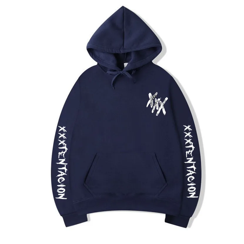 Navy blue 29-1 XXXTentacion толстовки для мужчин/женщин Повседневный пуловер уличная Толстовка Sudadera Hombre Harajuku Мужской капюшон Crewneck 3XL - Цвет: Navy blue 29-1