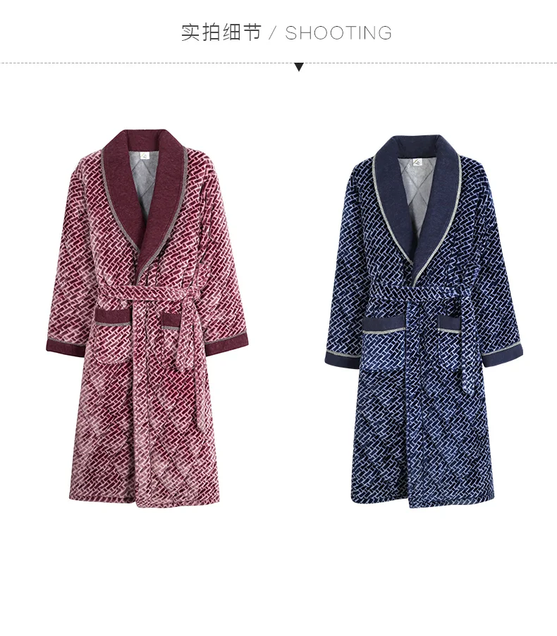Новинка, бархатный+ хлопковый подбитый мужской плотный халат размера плюс L-3XL, зимнее кимоно, домашний халат, теплый халат, Пижама, мужской Халат