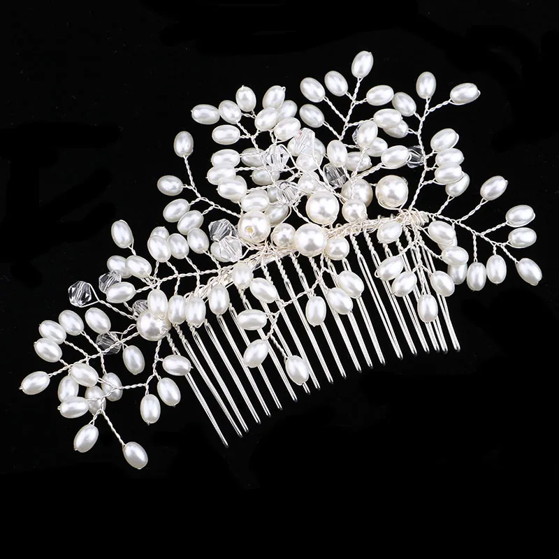 FORSEVEN жемчужный кристалл проволока расчески для волос головной убор невесты