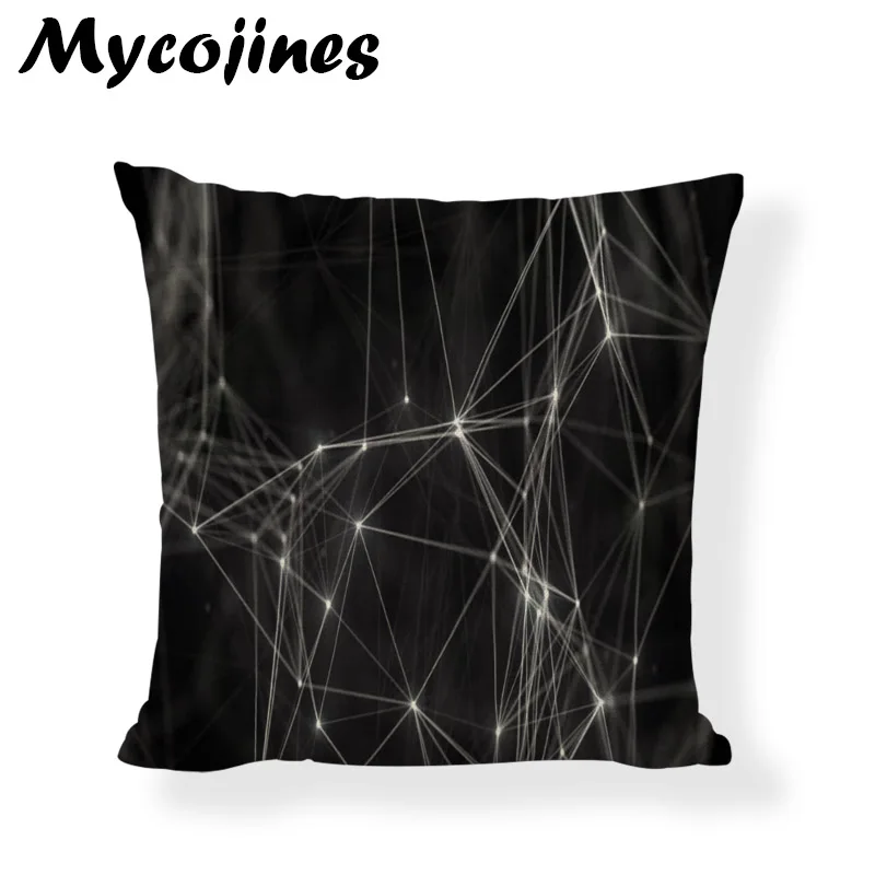 Рекламные абстрактные геометрические чехлы на подушку черный фон желтый