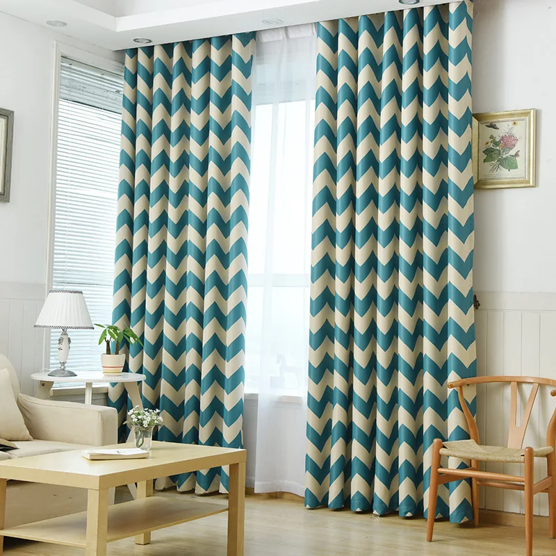 Teal Готовые китайские шторы для гостиной, спальни, шеврон, дизайнерские затемненные шторы, занавески для детской комнаты, занавески для окон - Цвет: Teal