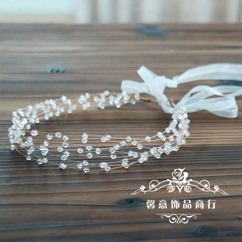crystal 1 шт./лот, тиара, хрустальные бусины, свадебная повязка на голову, резинки для волос, украшение для выпускного вечера, ювелирные аксессуары для женщин, Золотая Лоза - Окраска металла: crystal