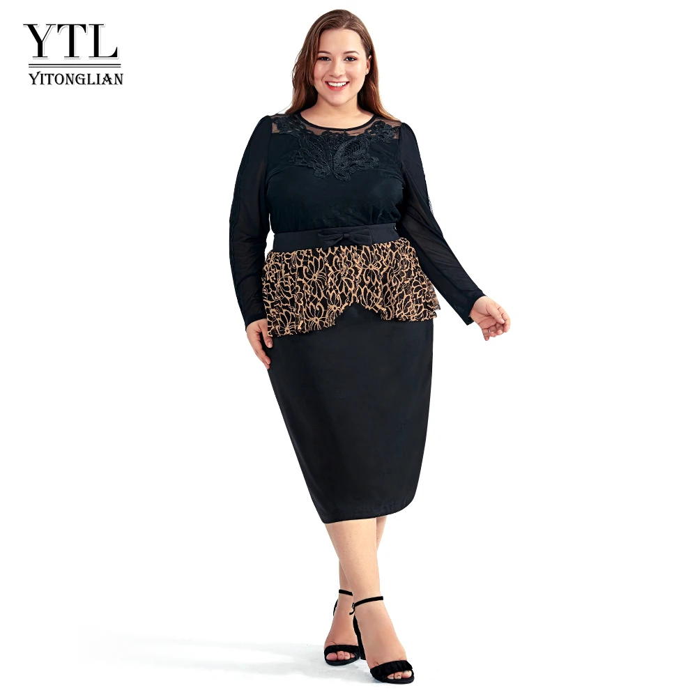 YTL для женщин Большие размеры юбка Винтаж бант кружево с цветочным мотивом