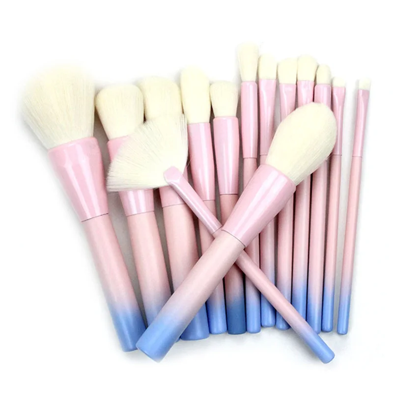 14 pink color Горячая Распродажа 14 шт. розовый зеленый градиентный набор кистей для макияжа, набор кистей для смешивания основы, набор кистей с единорогом, косметические Косметические косметические кисти - Handle Color: 14 pink color