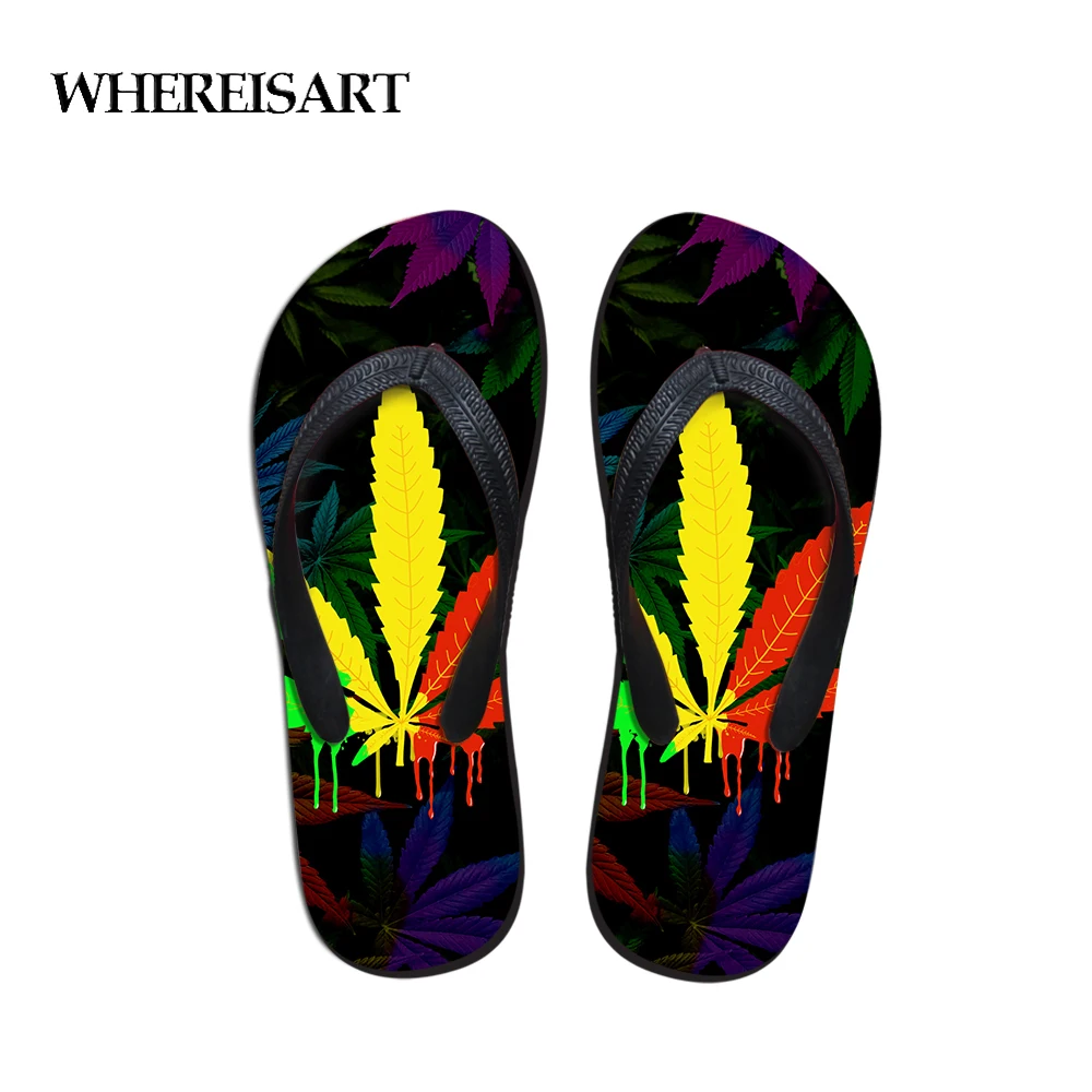 WHEREISART/Мужская обувь для душа в бассейне с принтом кленового листа мужская