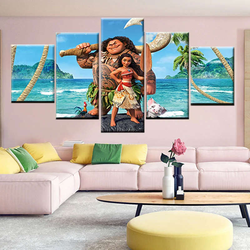 Картина на стену 5 шт. холст печать Моана картина постер из фильма для детской