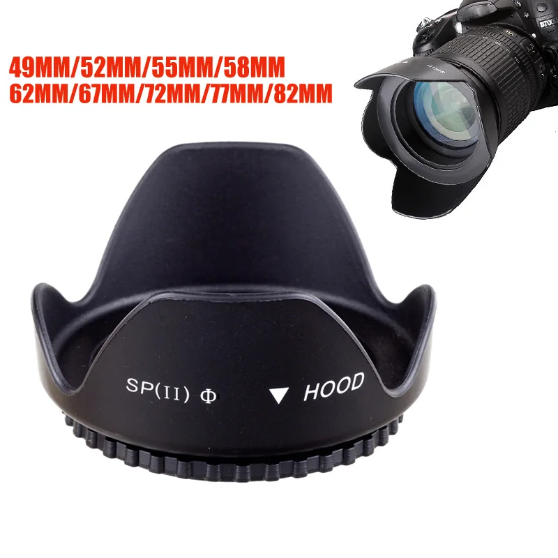 

Universal Lens Hood 49mm 52mm 58mm 55mm 62mm 67mm 72mm 77mm 82mm Screw-in Tulip Petal Flower Filter Thread Camera Lente Protect