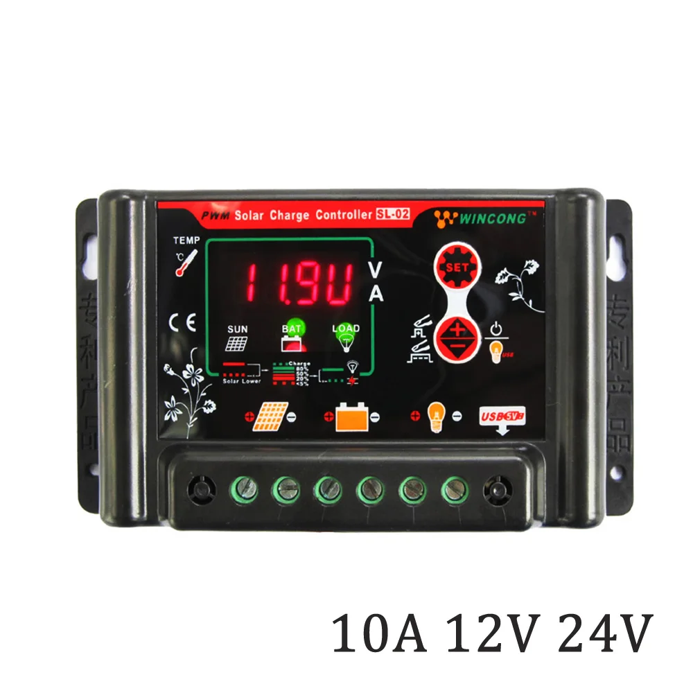 Солнечный регулятор 10A 12V 24V LI Ion Ni MH LiFePO4 батарея 3 7 V 12 8 25 6 11 1 14 22 2 солнечные панели