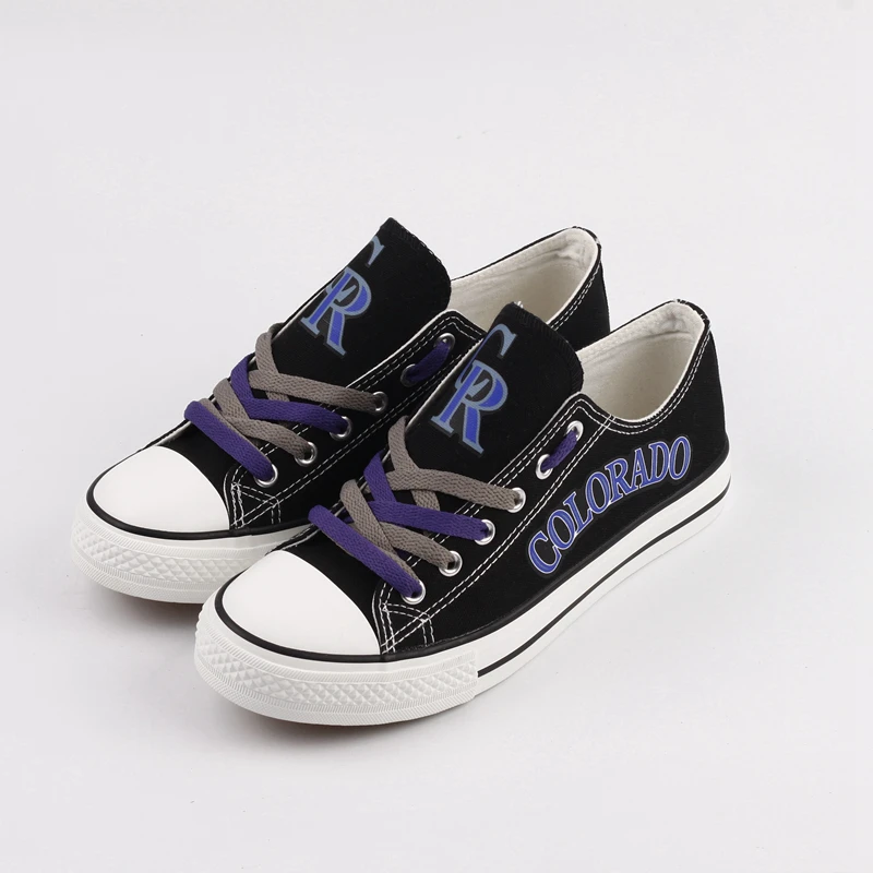 Low Top Black Casual Canvas Shoes Customize Baseball Team Design Men Walking Espadrilles For Colorado City Fans | Обувь