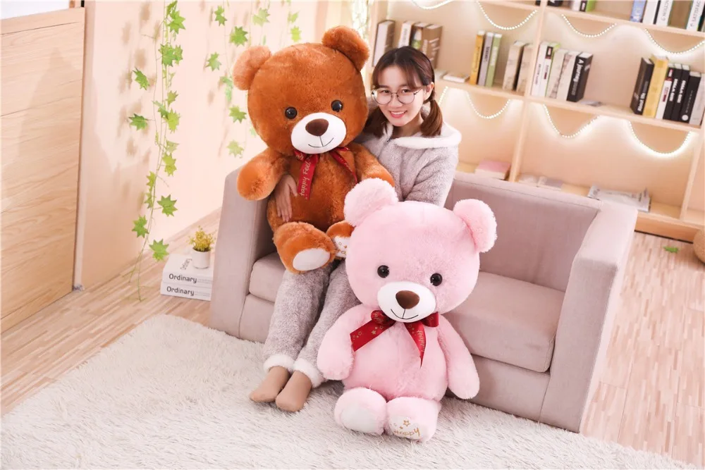 70 см/100 см Kawaii плюшевый мишка плюшевые игрушки мягкие Мультяшные животные коричневый/розовый плюшевый медведь лучшие подарки для подруг влюбленных детей