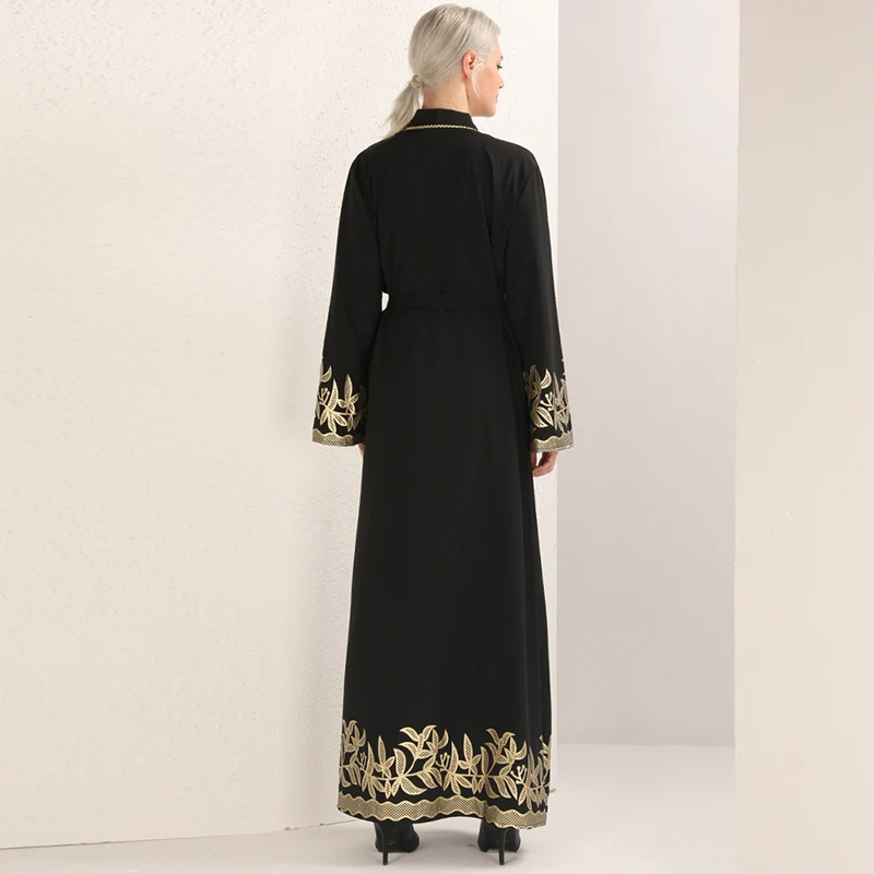 Черный Открытый Абая Дубай халат кафтан Турция хиджаб мусульманское платье Caftan