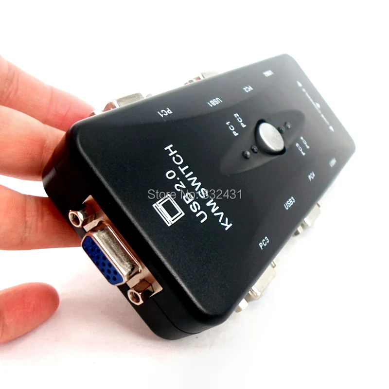 Новый черный 4 портовый адаптер USB 2 0 KVM Switch Box для подключения монитора принтера
