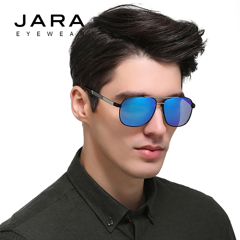 Хара мужчин квадратный драйвер сплав ретро поляризованных солнцезащитных очков