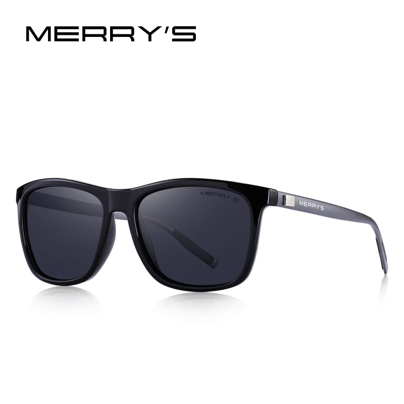 C01 Black MERRYS, унисекс, Ретро стиль, алюминиевые солнцезащитные очки, поляризационные линзы, Винтажные Солнцезащитные очки для мужчин/женщин S8286 - Цвет линз: C01 Black