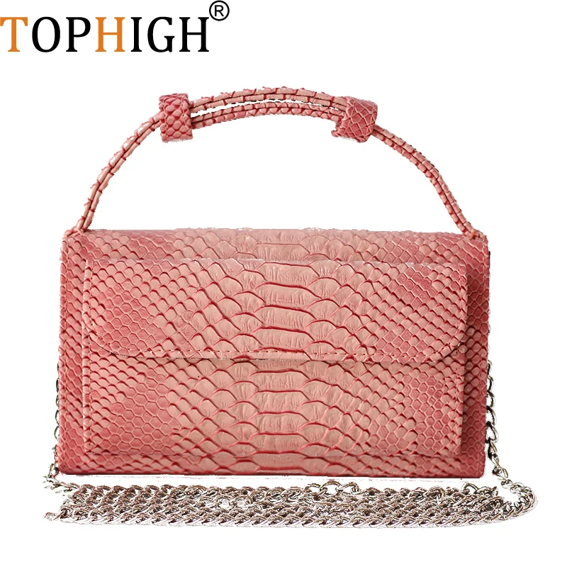 TOPHIGH новинка Модные женские повседневные клатчи женская сумка из змеиной кожи