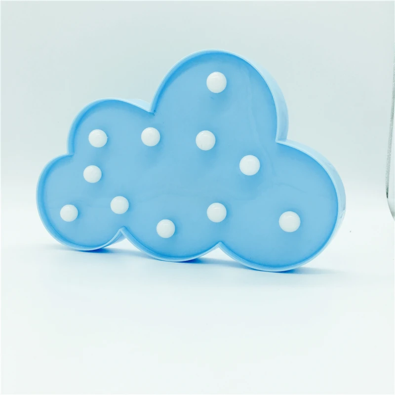 Милый белый синий облачный с буквами 3D ночник светильник мигалка лампа s