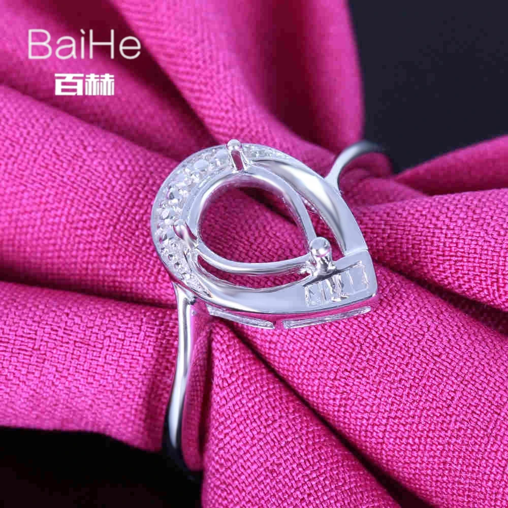 

BAIHE Solid 14K White Gold(AU585) Certified Pear cut Wedding Women Cute/Romantic Fine Jewelry Elegant unique Semi Mount Ring