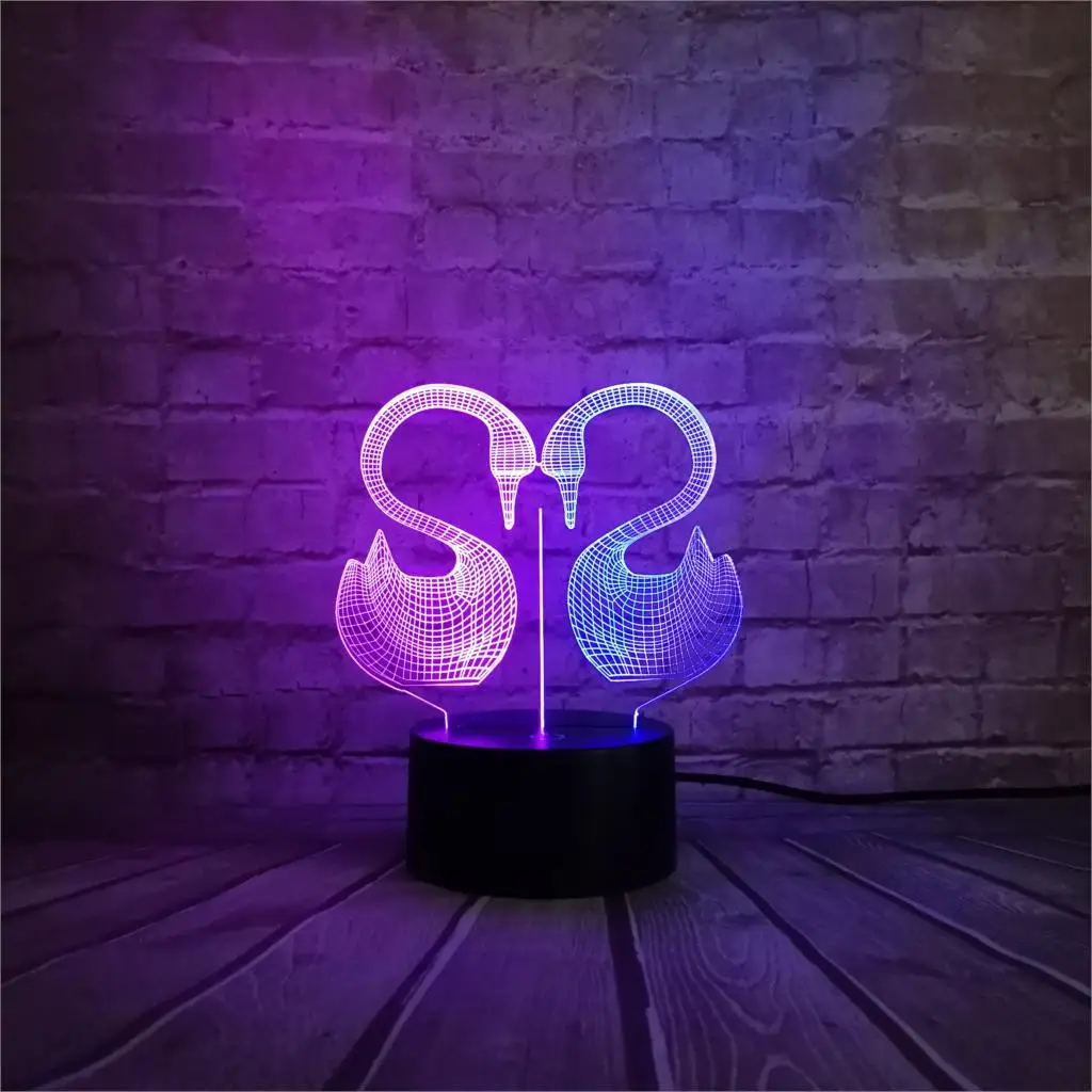 Новинка 3d лампа в виде лебедя и гуся с животными USB ночсветильник Микс Цветов