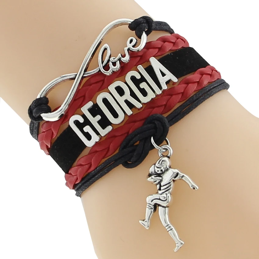 Бесконечность любовь Джорджия футбольная команда браслет черный красный