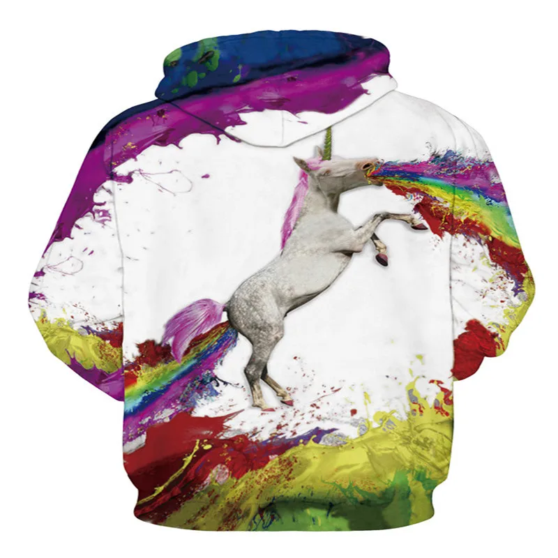 New Men/Women's Couple 3D Pullover Hoodie Print Unicorn Sweatshirt Long Sleeve Crew Neck Casual Winter | Мужская одежда