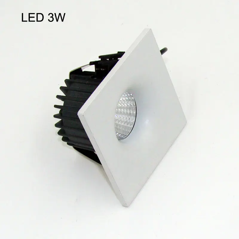 Светодиодный светильник 3 Вт COB квадратный для шкафа глазного яблока встроенный