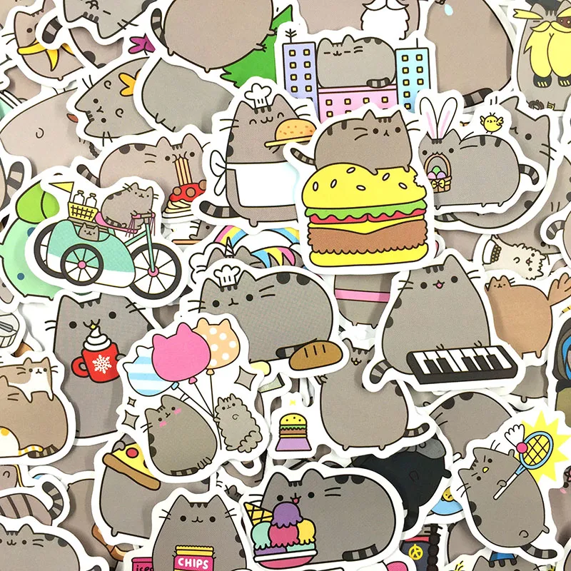 10/50/100 шт/пакет с мультяшным рисунком жирного кота наклейки для сноуборда ноутбук
