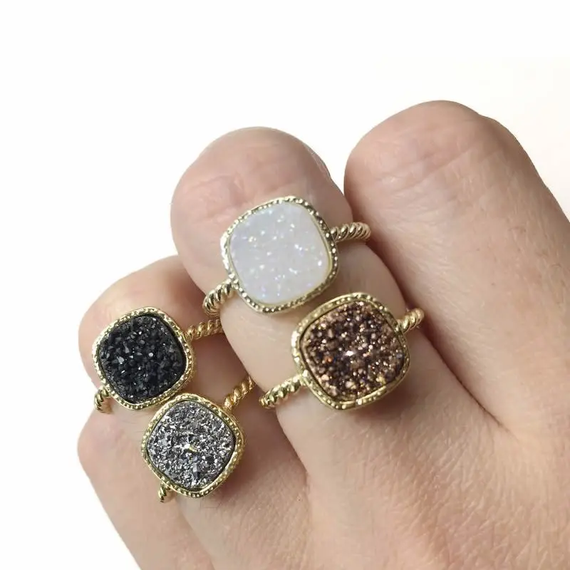 Квадратный Шарм 9 мм натуральный Титан кольцо для браслета циркониевый кварцевый