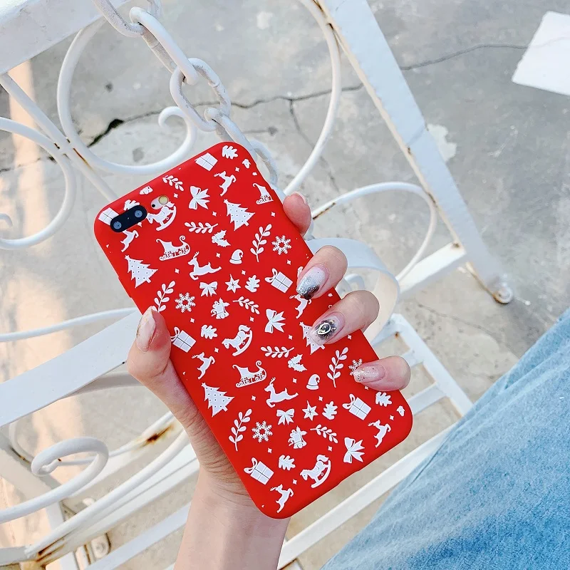 Милый Рождественский чехол для iPhone 7 8 6 6S Plus X рисунок личи олень животное